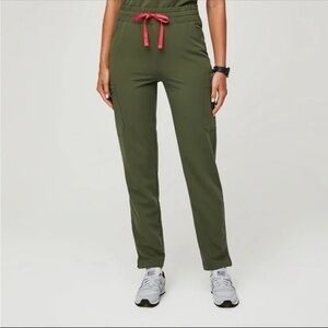 Figs Olive Green Women's Pants with Red Drawstring
